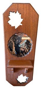 Rustic Wooden Elk Wall Shelf with Maple Leaf Cutouts