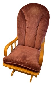 Upholstered Platform Rocking Chair  High Back Wood Frame