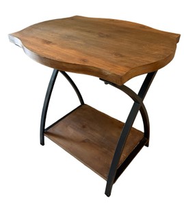 Rustic Wood & Metal End Table with Lower Shelf