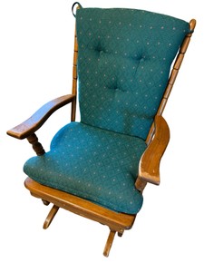Wooden Platform Rocking Chair with Tufted Cushion
