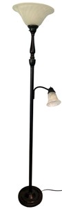 2-Light Torchiere Floor Lamp with Reading Light