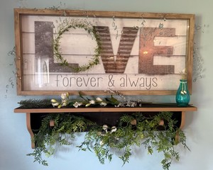 Rustic LOVE Forever & Always Wall Dcor with Shelf & Greenery