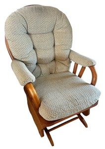 Upholstered Wood Glider Rocking Chair  Padded High Back
