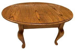 Oak Oval Coffee Table with Queen Anne Style Legs