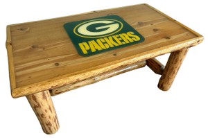 Green Bay Packers Rustic Log Wood Coffee Table
