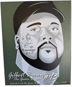 Gilbert Brown #93 The Grave Digger Autographed Green Bay Packers Artwork
