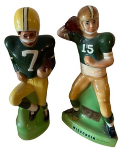 Vintage Green Bay Packers Football Player Decanters - Bart Starr & Paul Lux