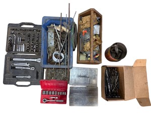 Large Assorted Mechanic Tool Lot  Socket Sets, Drill Bits & Hand Tools