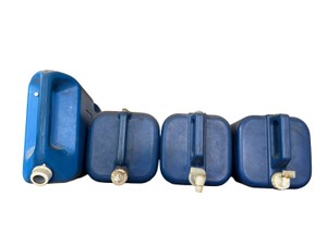 Lot of 4 Blue Plastic Water Containers with Spigots