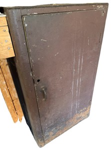 Vintage Industrial Steel Storage Cabinet with Drawer & Shelves