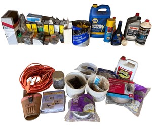 Large Garage & Automotive Supplies Lot  Extension Cord, Fluids, Hardware & More