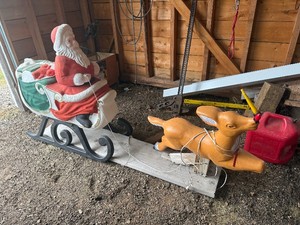Vintage Santa Sleigh with Reindeer Outdoor Christmas Yard Display