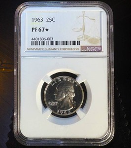 1963 Proof Silver Quarter NGC, Scarce NGC PF67 Star, Only 243 at Grade
