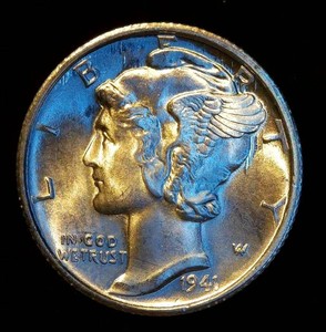 Gem BU 1941 S Mercury Dime, Blazing Luster