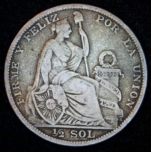 1923 Silver Peru 12 Sol, Original Skin wUniform Toning