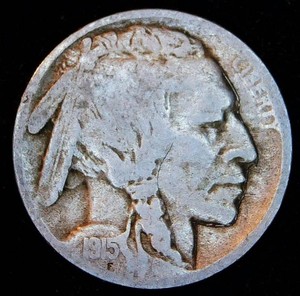 Semi Key 1915 S Buffalo Nickel, VG, Original Skin wHobo Carving
