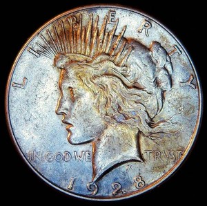 Lower Mintage 1928 S Peace Dollar Toner, XFXF, details