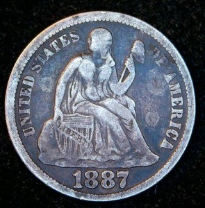 1887 Seated Liberty Dime, FVF