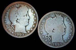 Lower Mintage 1899 S  1903 S Barber Quarters