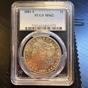 1881 S Morgan Dollar PCGS MS62 Semi PL Slider, Fresh (under) Grade