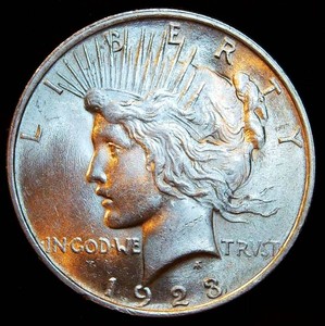 Uncirculated 1923 P Silver Peace Dollar, Full Luster