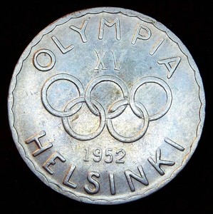 XFAU 1952 Finland Silver 500 Markkaa, Helsinki Olympiad, Historically Unique Type Coin