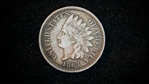 Civil War 1863 Indian Head Cent, F, All Letters of Liberty are Visible