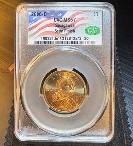 2006 D Satin Finish Sacagawea Dollar CAC MS67