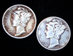 Better Date 1928 D Mercury Dime  1928 S, VGF