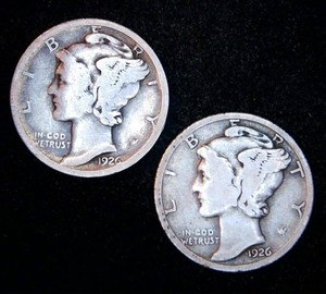 1926 P & D Mercury Dimes