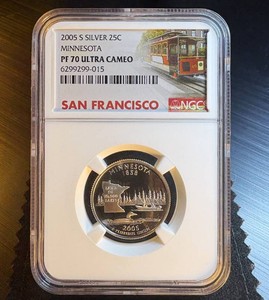 2005 S Silver Minnesota Quarter NGC PF70 Streetcar, Perfect Cond