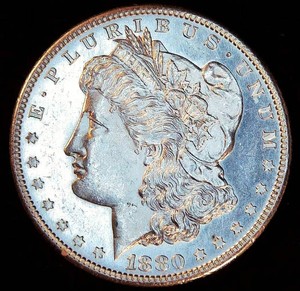 AU Details 1880 S Morgan Silver Dollar