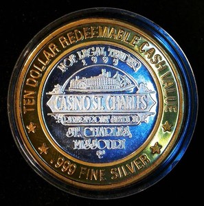 1995 Silver Casino St Charles Gaming Token