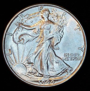 AU 1944 P Walking Liberty Half Dollar, Strong Luster