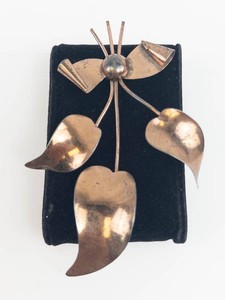 1940s Sterling by Jordan Sterling Silver Botanical Leaf Brooch