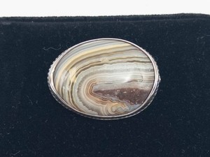 Sterling Silver Agate Brooch