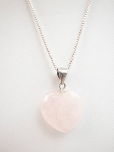 Rose Quartz Heart Pendant Necklace - Sterling Silver 925