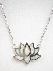 Iridescent Flower Lotus Sterling Silver Pendant Necklace