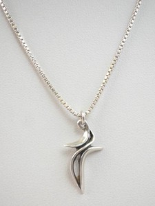 Sculptural Silver-Tone Cross Pendant Necklace