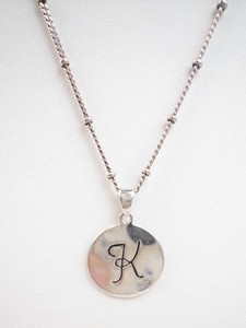 Sculptural Silver-Tone Cross Design Monogram Pendant Necklace