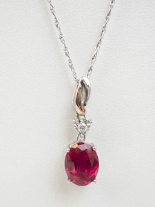 Sterling Silver & 14k Lab Grown Ruby Pendant Necklace