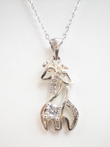 Sterling Silver CZGiraffe Pendant Necklace