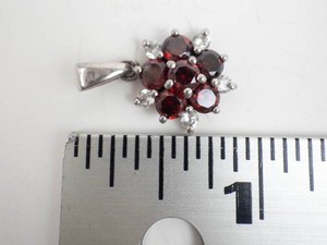Sterling Silver Pendant - Garnet & CZ