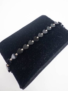 Black Onyx Heart Sterling Silver Bracelet