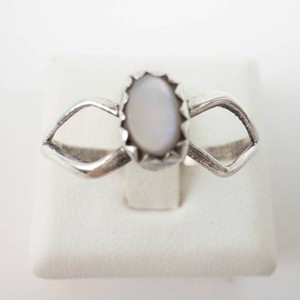 Dainty Mother of Pearl Sterling Silver Ring. Size 8.5