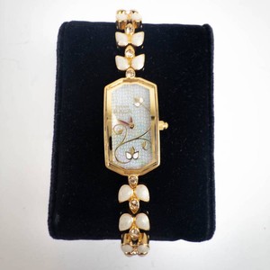 Womens Gold Tone Watch - Rita Quartz Floral Bracelet -Running