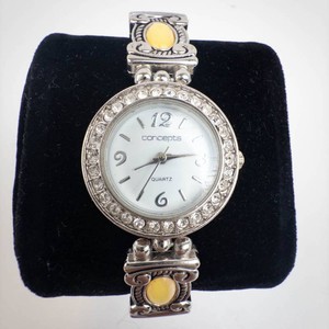Wristwatch - Concepts Silver-Tone Quartz Watch With Leather Strap -Running