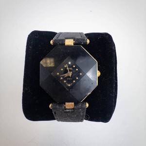 Quartz Watch - NoteC Gold-Tone Black Leather Wristwatch -Running