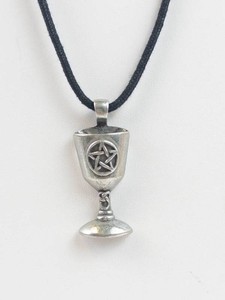 Chalice Pendant Necklace - Silver-Tone Pentagram Design