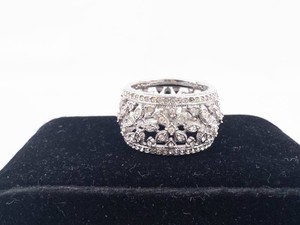Silver-Tone Ring - Lattice Floral Design Size 8